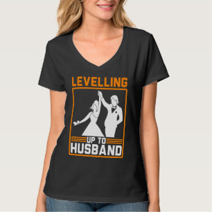 Mens Levelling Up to Husband Grooms Wedding Bachel T-Shirt