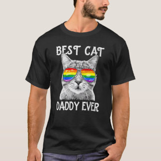 Mens Lgbtq Best Cat Daddy Ever Dad Purride Rainbow T-Shirt