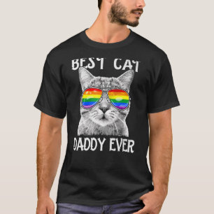 Mens Lgbtq Best Cat Daddy Ever Dad Purride Rainbow T-Shirt