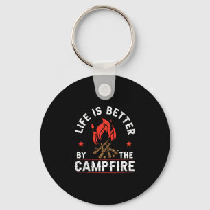 Mens life is better by the campfire camper camping key ring