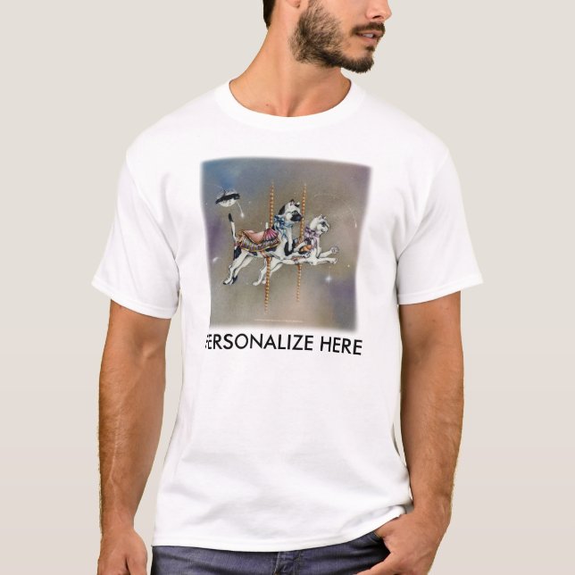 Mens light tees - Carousel Cats SQ (Front)