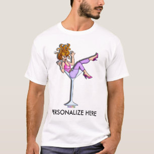 Men's Light Tees - Girl in Martini Glass, Lil Red