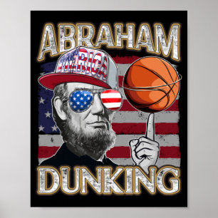 Mens lincoln abraham dunking basketball patriotic poster