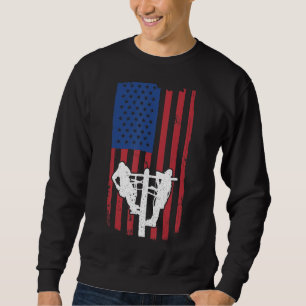 Mens Lineman Electrician Linemen American Flag L Sweatshirt