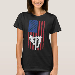 Mens Lineman Electrician Linemen American Flag L T-Shirt