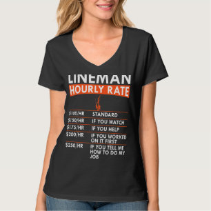 Mens  Lineman Hourly Rate Power Electric Cable Lab T-Shirt