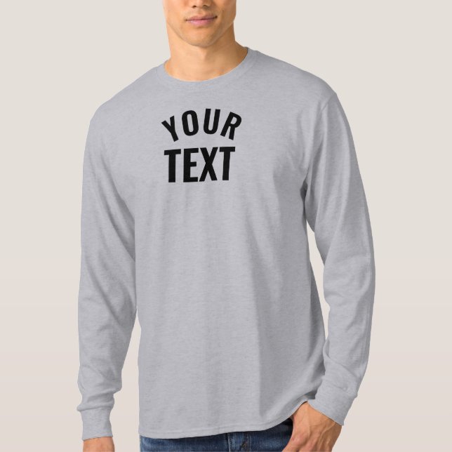 Mens Long Sleeve Grey Template Modern Trendy Cool T-Shirt (Front)