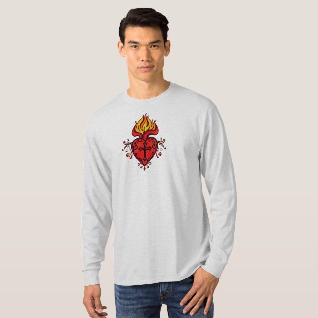 Men's Long Sleeve Sacred Heart Tee Shirt (Front Full)