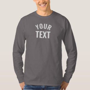 Mens Long Sleeve Smoke Grey Template Modern Trendy T-Shirt