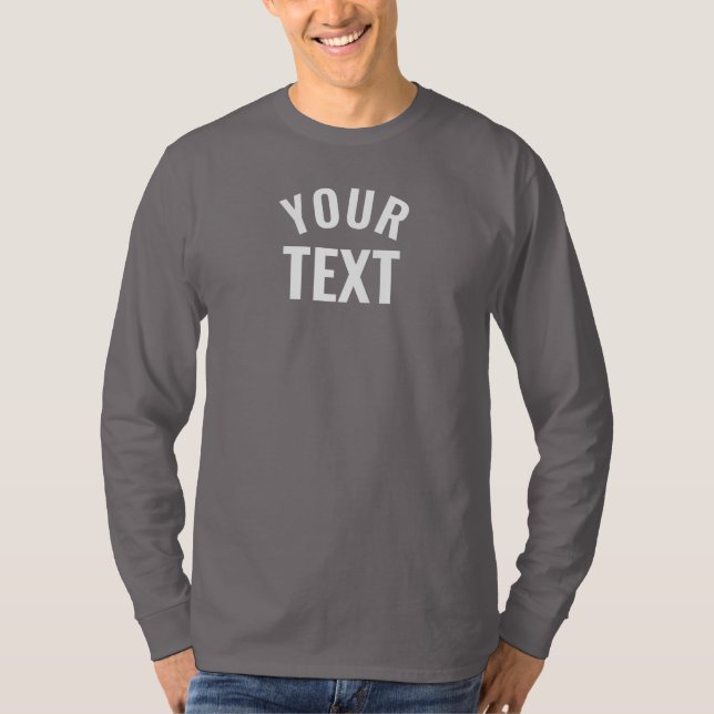 Mens Long Sleeve Smoke Grey Template Modern Trendy T-Shirt (Front)