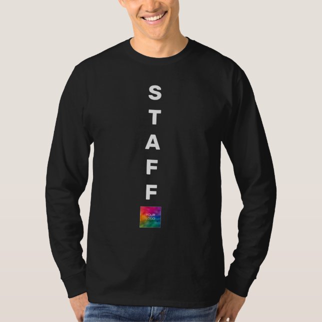 Mens Long Sleeve Staff Black T-Shirt Add Logo Here (Front)