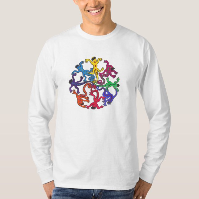Men's Long Sleeve Tee Shirt- Circle of Lizards (Front)