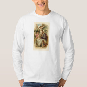 Mens Long sleeved T-Shirt: St. Joseph Nativity T-Shirt