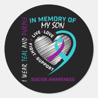 Mens Loss Child In Memory Of Son Awareness Classic Round Sticker