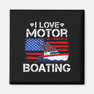 Mens love motorboating patriotic american flag magnet