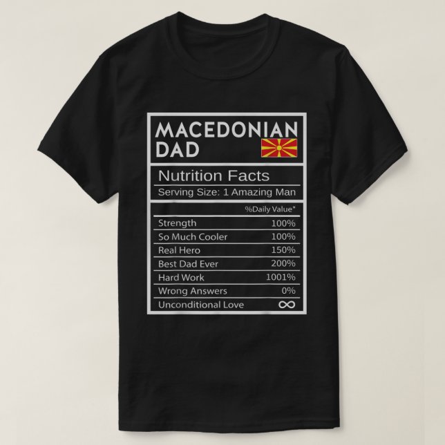Mens Macedonian Dad Nutrition Facts National Pride T-Shirt (Design Front)