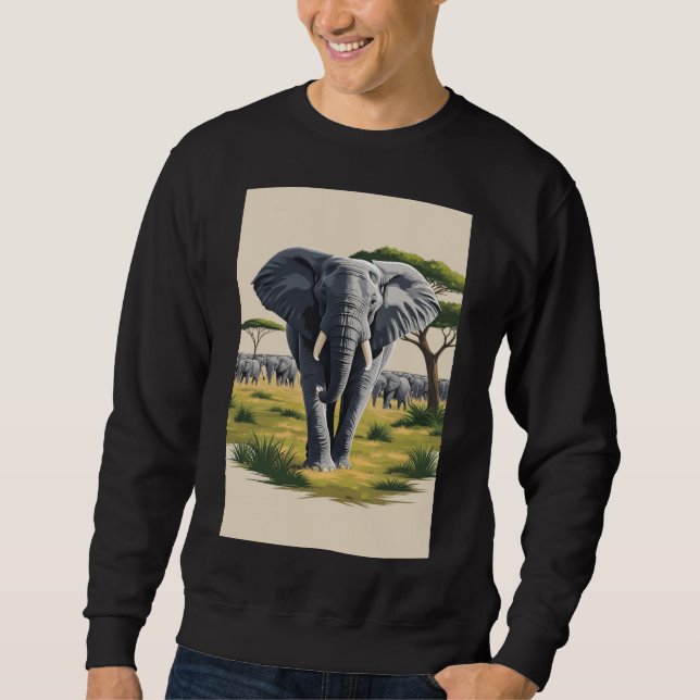 Men's Majestic Elephant Savanna Sweatshirt (Front)