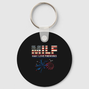 Mens man love fireworks funny american patriotic key ring