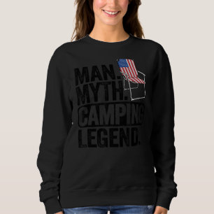 Mens Man Myth Camping Legend Us American Flag Chai Sweatshirt