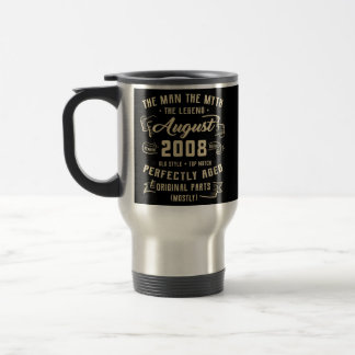 Mens Man Myth Legend August 2008 14th Birthday Travel Mug