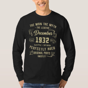 Mens Man Myth Legend December 1932 90th Birthday T-Shirt