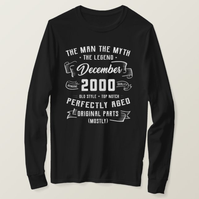 Mens Man Myth Legend December 2000 22nd Birthday T-Shirt (Design Front)