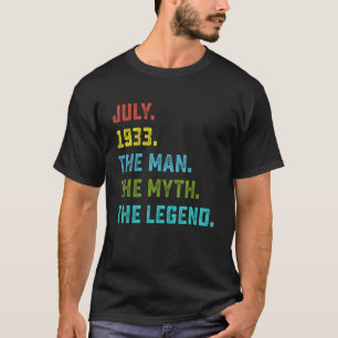 Mens Man Myth Legend July 1933 90th Birthday 90 Y T-Shirt
