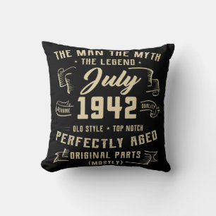 Mens Man Myth Legend July 1942 80th Birthday Gift Cushion