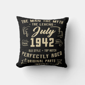 Mens Man Myth Legend July 1942 80th Birthday Gift Cushion