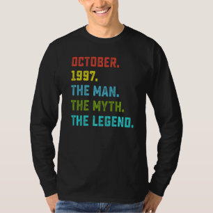 Mens Man Myth Legend October 1997 25th Birthday 2 T-Shirt