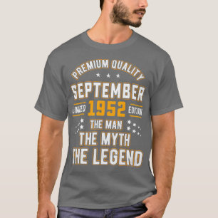 Mens Man Myth Legend September 1952 70th Birthday  T-Shirt