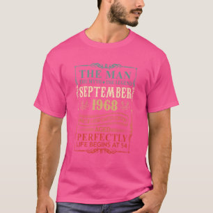 Mens Man Myth Legend September 1968 54th Birthday  T-Shirt