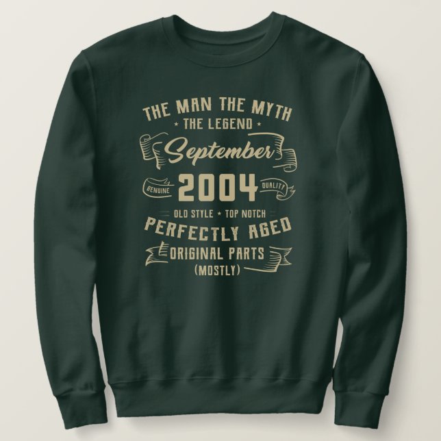 Mens Man Myth Legend September 2004 18th Birthday Sweatshirt (Design Front)