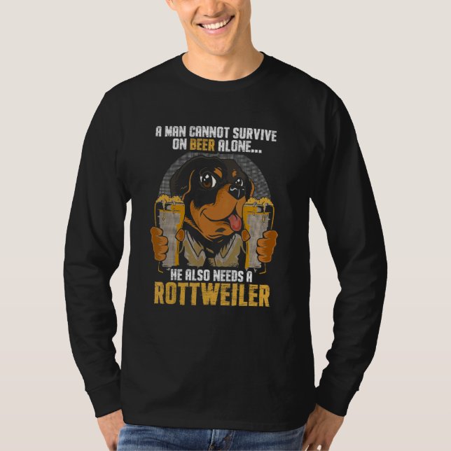 Mens Man Needs Beer And Rottweiler  Dog Owner  Rot T-Shirt (Front)