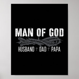 Mens Man Of God Christian Dad Father Dad Birthday Poster