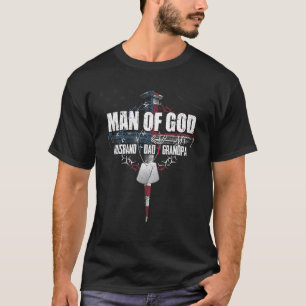 Mens Man Of God Husband Dad Papa  American Father' T-Shirt