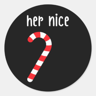 Mens Matching Naughty And Nice Couples Matching Ch Classic Round Sticker