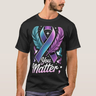 Mens Matter Teal Purple Ribbon Semicolon T-Shirt