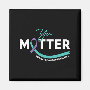 Mens Matter Teal Purple Ribbon Suicide Prevention Magnet