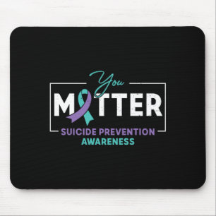 Mens Matter Teal Purple Ribbon Suicide Prevention Mouse Pad