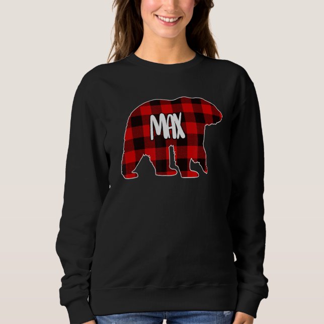 Mens Max Bear Custom Red Buffalo Plaid Christmas P Sweatshirt (Front)