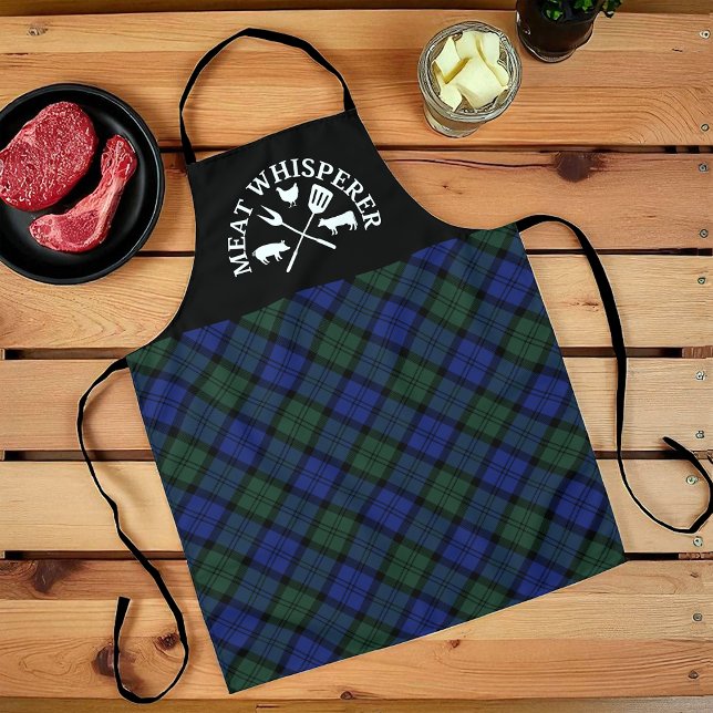 Men's Meat Whisperer on Scottish Blackwatch Plaid Apron (Creator Uploaded)