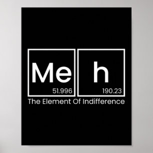 Mens meh the element of indifference funny poster