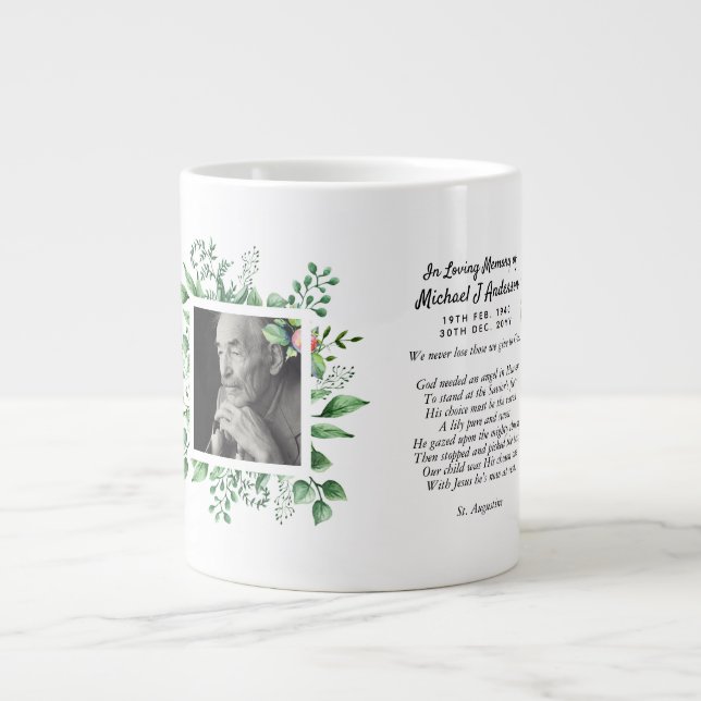 Mens Memorial Gift Bereavement Photo Loving Memory Large Coffee Mug (Front)