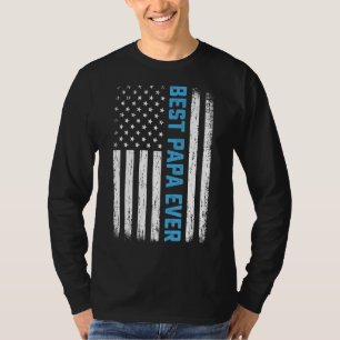 Mens Men Best Papa Ever Usa Flag 4th Of July Fathe T-Shirt