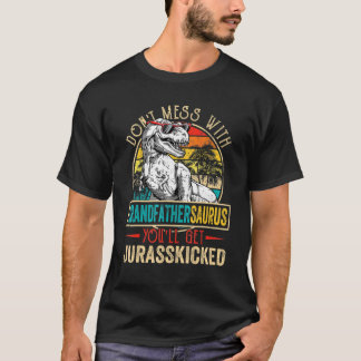 Mens Men Distressed Grandfathersaurus Dinosaur Rex T-Shirt