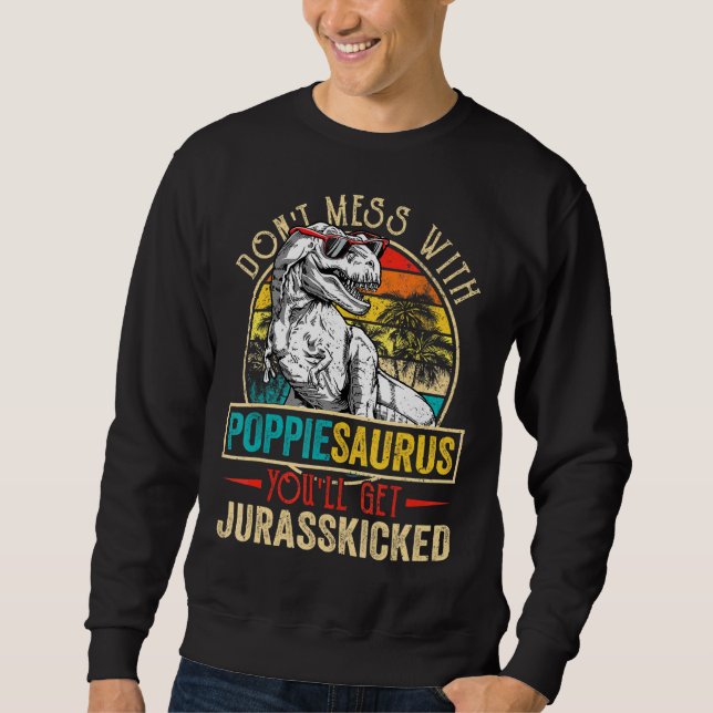 Mens Men Distressed Poppiesaurus Dinosaur Rex Fath Sweatshirt (Front)