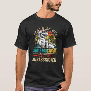Mens Men Distressed Single Dadsaurus Dinosaur Rex  T-Shirt