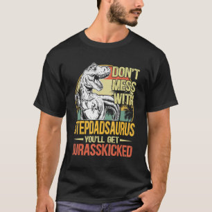 Mens Men Distressed Stepdadsaurus Dinosaur Rex Fat T-Shirt