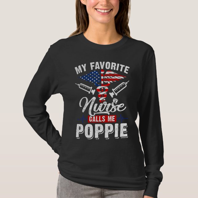 Mens  Men My Favourite Nurse Calls Me Poppie Patri T-Shirt (Front)